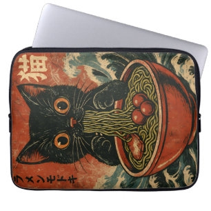 Cat Ramen Japansk Funny Graphic Kawaii Cat Anime Laptop Fodral