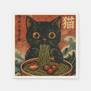 Cat Ramen Japansk Funny Graphic Kawaii Cat Anime Pappersservett