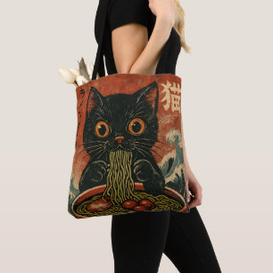 Cat Ramen Japansk Funny Graphic Kawaii Cat Anime Tygkasse