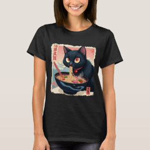 Cat Ramen Japansk Funny Graphic Tees Kawaii Cat A T Shirt