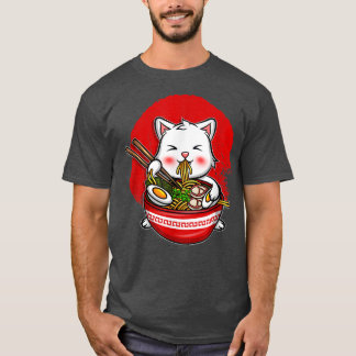 Cat Ramen Kawaii Noodles Anime Neko Japansk gåft T Shirt