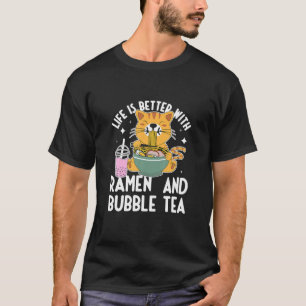 Cat Ramen Noodle Boba Bubble Tea Japanska Kawaii A T Shirt