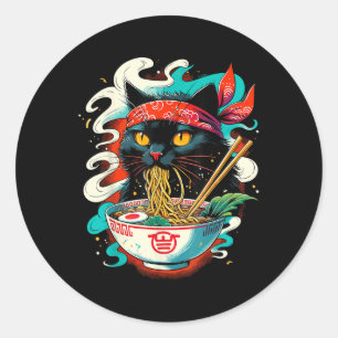 Cat Ramen Noodle Japansk Anime Kawaii Cat Runt Klistermärke