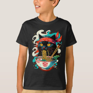 Cat Ramen Noodle Japansk Anime Kawaii Cat T Shirt