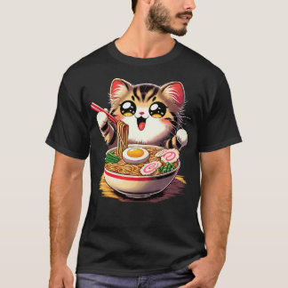 Cat Ramen Noodles Anime Kawaii Japansk katt T Shirt