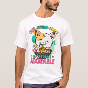 Cat Ramen Noodles - Cute Kawaii - Loving Crazy Ado T Shirt