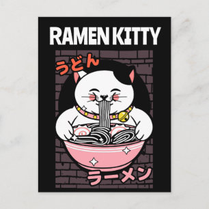 CAT RAMEN NOODLES SOPPA CAT POSTCARD VYKORT