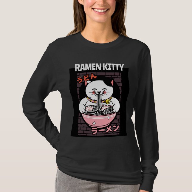 CAT RAMEN NOODLES SOPPA KATTUNGE T-SHIRTS TEES (Framsida)