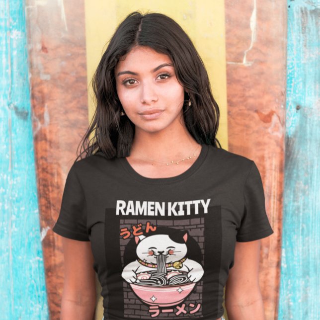 CAT RAMEN NOODLES SOPPA KATTUNGE T-SHIRTS TEES (Skapare uppladdad)