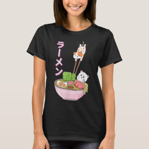 Cat Ramen Shirt Girls Women Manar Japanska Kawaii T