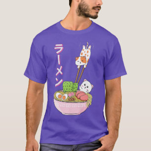 Cat Ramen Shirt Girls Women Manar Japanska Kawaii T