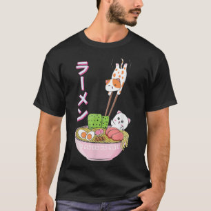 Cat Ramen Shirt Girls Women Manar Japanska Kawaii T