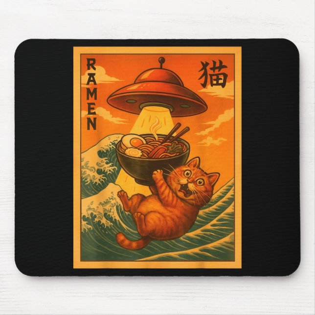 Cat Ramen Ufo Funny Japanese Anime Men Women Teens Musmatta (Framsidan)