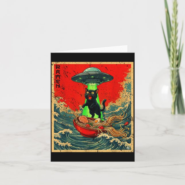 Cat Ramen Ufo Japanese Anime Graphic Tees Men Wome Kort (Framsida)