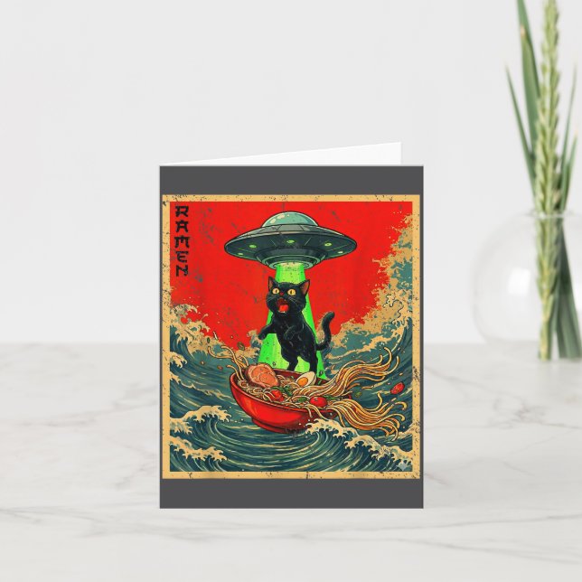 Cat Ramen Ufo Japanese Anime Graphic Tees Men Wome Kort (Framsida)