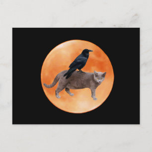 Cat Raven Måne vykort