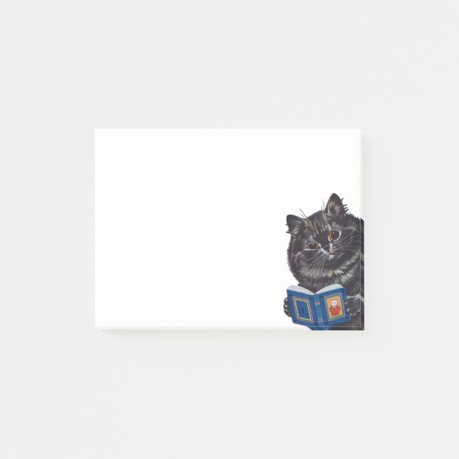 Cat Reading a Bok, Louis Wain Post-it Block (Framsida)