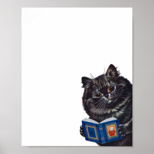 Cat Reading a Bok, Louis Wain Poster