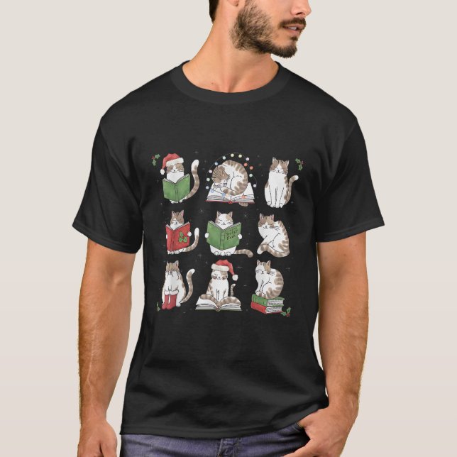 Cat reading book funny christmas cat book lover li t shirt (Framsida)