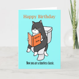 Cat Reading on Toilet bok Älskare Funny Birthday Tack Kort