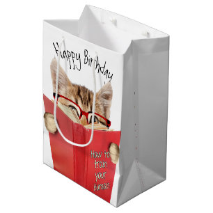Cat Reading Red Bok Birthday