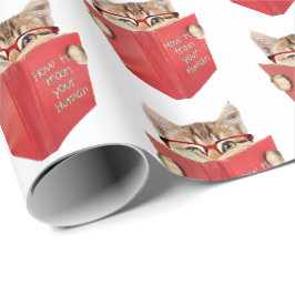 Cat Reading Red Bok Presentpapper