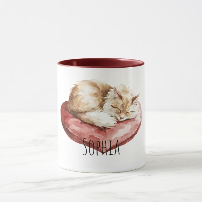 Cat Red Heart Pillow Mugg (Center)