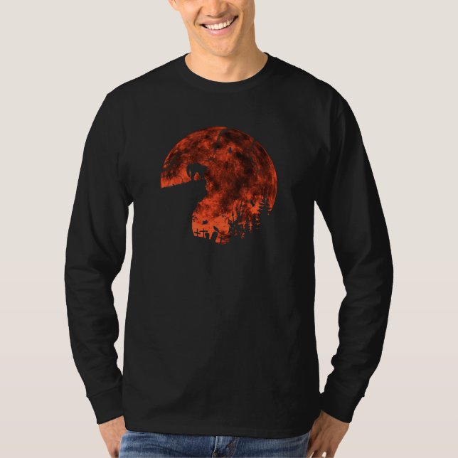 Cat Red Måne bus eller godis Fladdermöss Forest Fu T Shirt (Framsida)