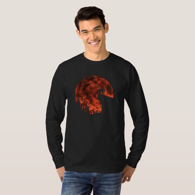 Cat Red Måne bus eller godis Fladdermöss Forest Fu T Shirt (Hel framsida)