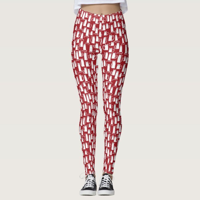 Cat Red White Leggings (Framsida)