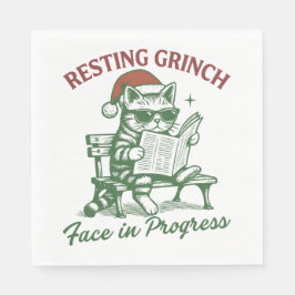 Cat Resting Grinch Face in Progress Holiday Pappersservett