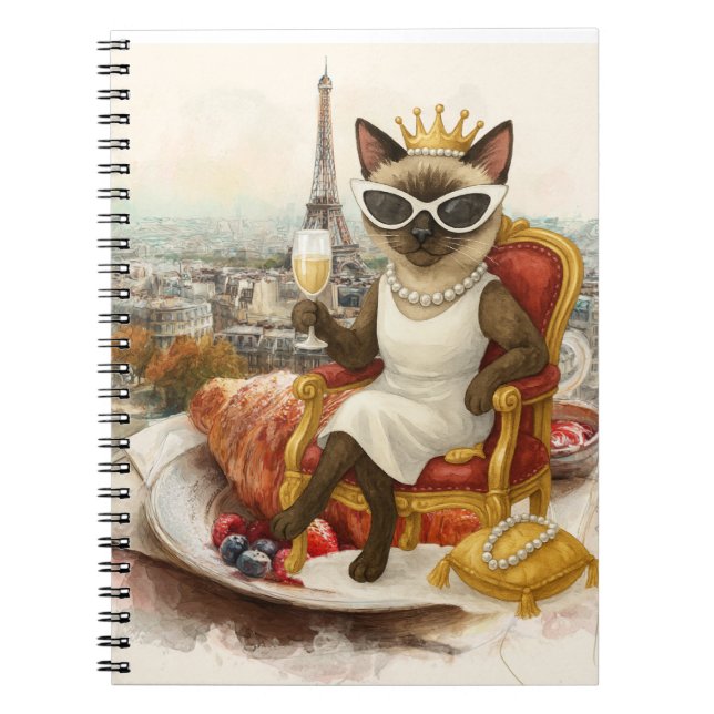 Cat retirement drinking wine in Paris France Anteckningsbok (Framsidan)