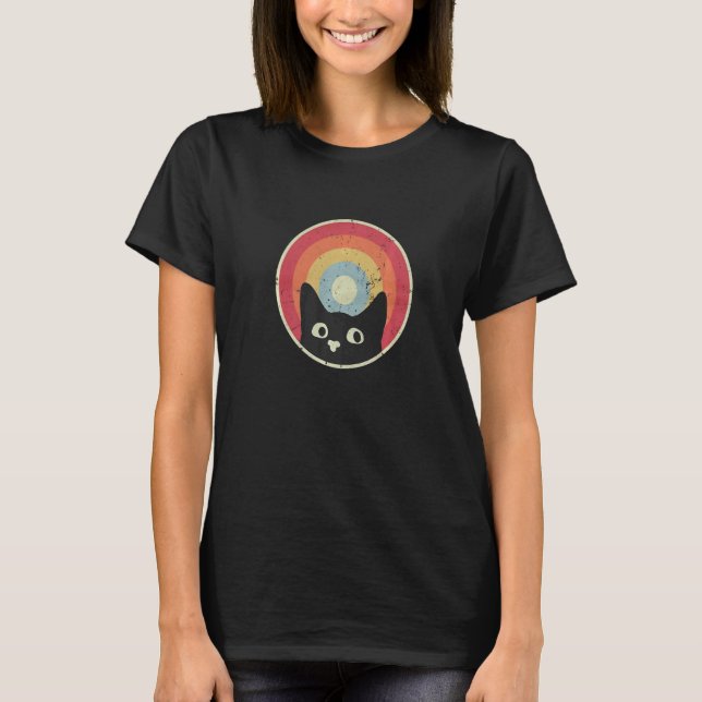 Cat Retro Style   T Shirt (Framsida)