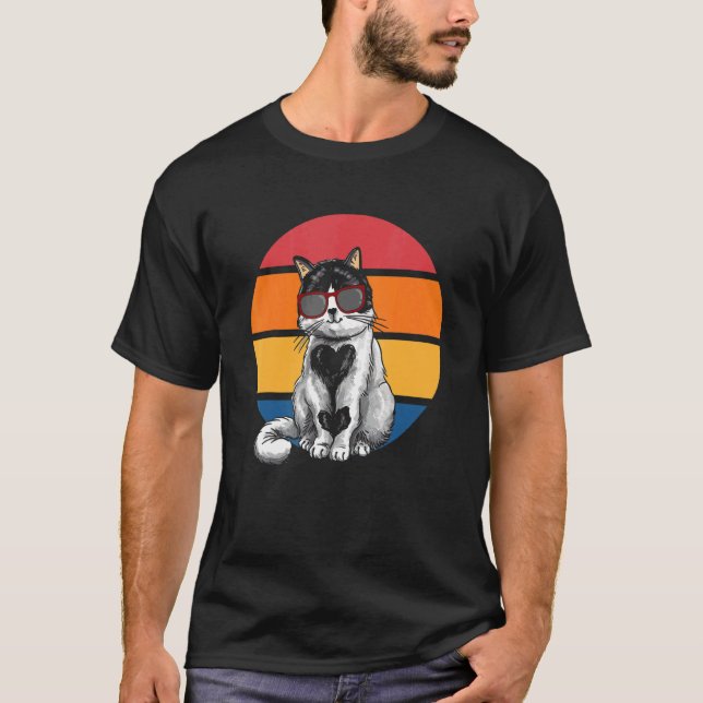 Cat  Retro Sunset Cat Sunset I Cat T Shirt (Framsida)