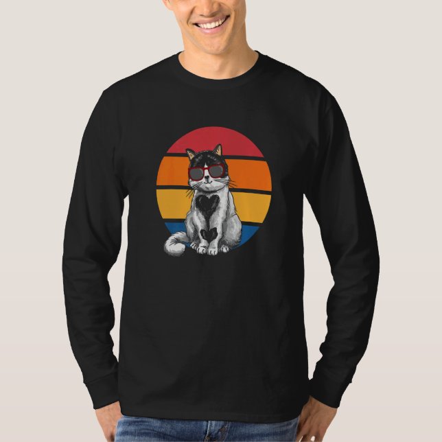 Cat Retro Sunset Cat Sunset I Cat T Shirt (Framsida)