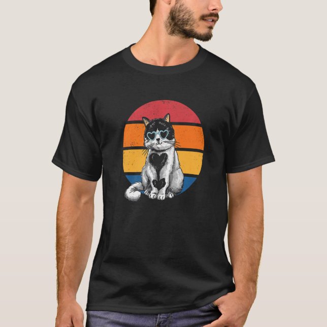 Cat Retro Sunset Cat Sunset I Retro Cat T Shirt (Framsida)