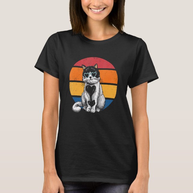 Cat Retro Sunset Cat Sunset I Retro Cat T Shirt (Framsida)