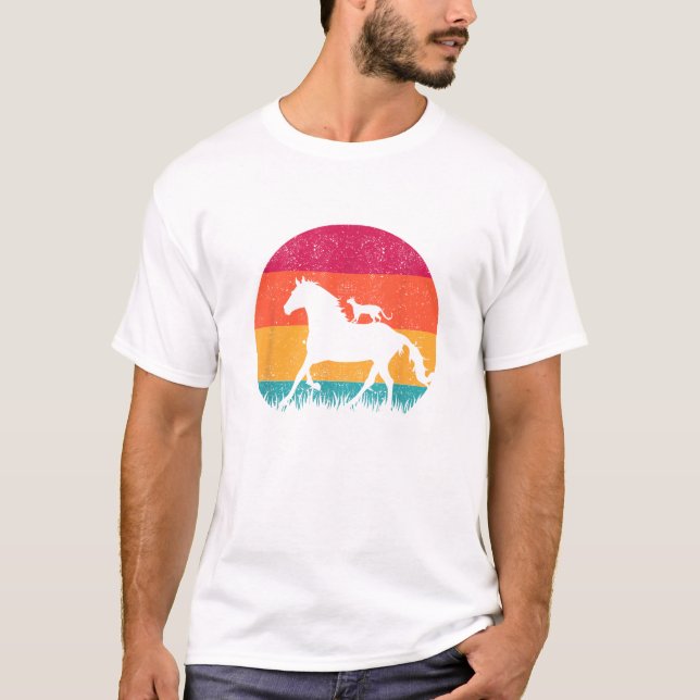  Cat Ride Horses Funny Cats Horse T Shirt (Framsida)