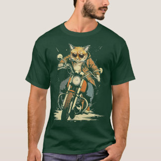 Cat Rides Motorcykel T Shirt