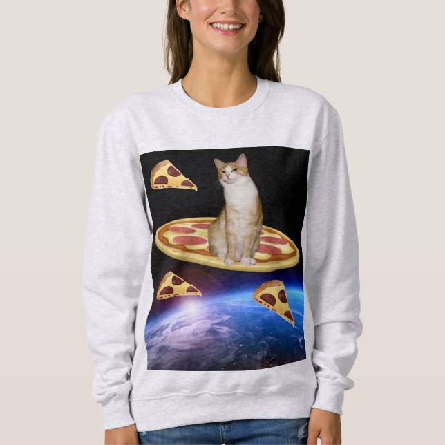 CAT RIDING A PIZZA IN SPACE Leksaker T-shirts (Framsida)