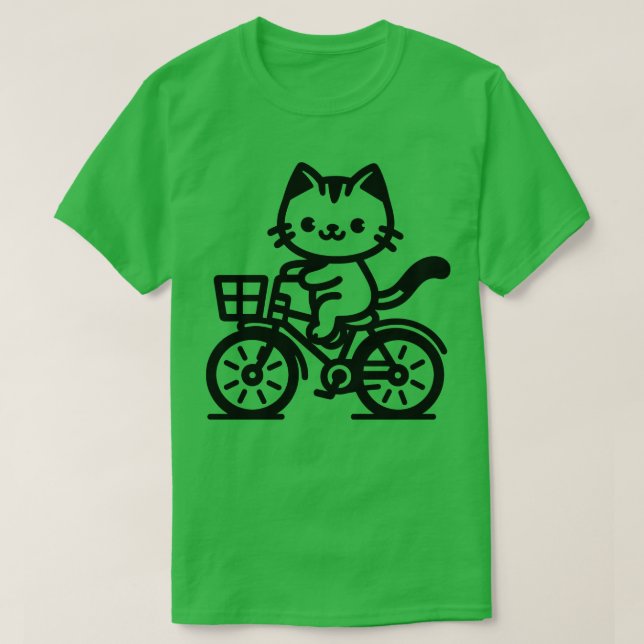 Cat Riding Bicycle T Shirt (Design framsida)