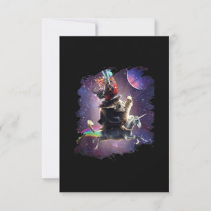 Cat Riding Chicken Turtle Panda Llama Unicorn Tack Kort