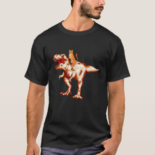 Cat Riding Dinosaur T Rex Tyrannosaurus Kitten Boy Shirt