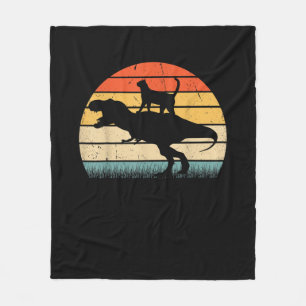 Cat Riding Dinosaur Vintage Retro Funny Graphic an Fleecefilt