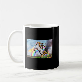 Cat Riding Fire Breathing Unicorn-nummer Kaffemugg