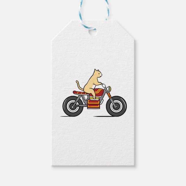 Cat Riding-motorcykel Presentetikett (Framsidan)