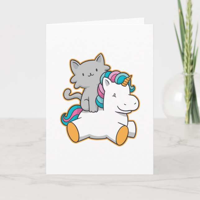 CAT RIDING UNICORN KORT (Framsida)