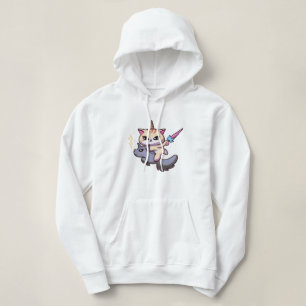 Cat Riding Unicorn with Holding Magic Trollspö T Shirt