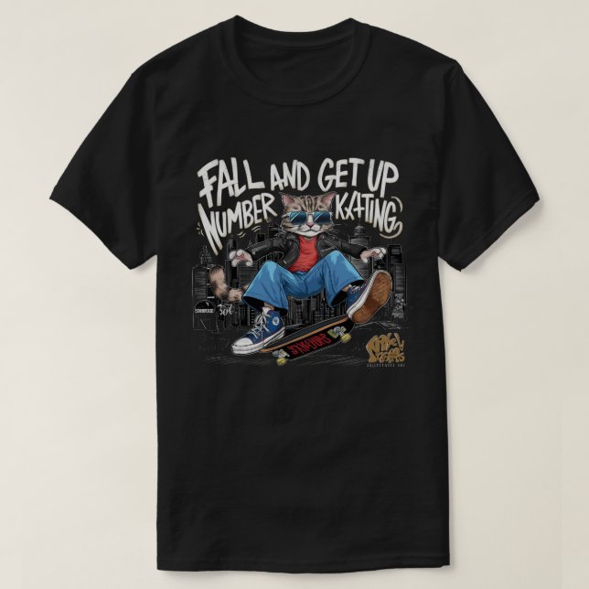 Cat ridskateboard-grafik T Funny kattunge T Shirt (Design framsida)