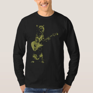 Cat Rocker Funny Kattunge spelar Guitar Musician T Shirt